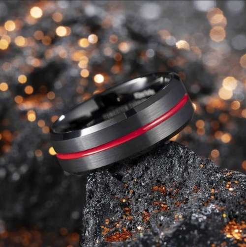 Red Garnet Wedding Ring Set